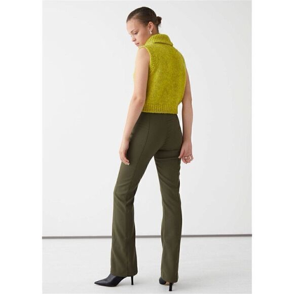 & Other Stories soft flare trousers olive green size US 4 - Picture 6 of 6